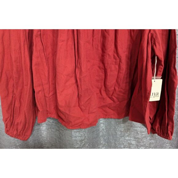 Ana Peasant Style Long Sleeve 100% Cotton Shirt Women's 1X Plus Burnt Orange NWT - Picture 4 of 10